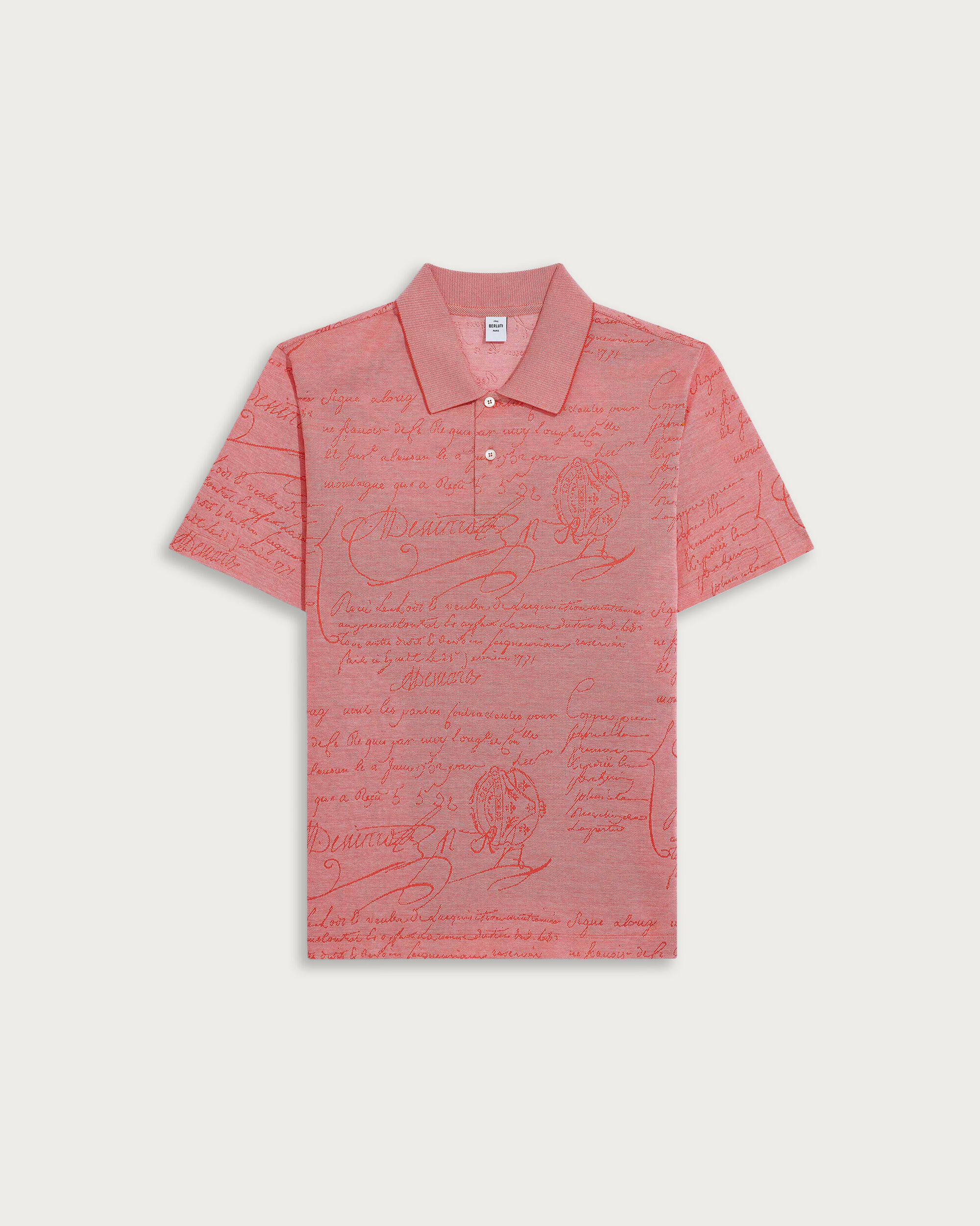Scritto Pattern Piqu&eacute; Polo, Light Coral, hi-res