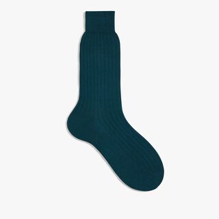 Cotton Ribbed Socks, COLVERT GREEN, hi-res