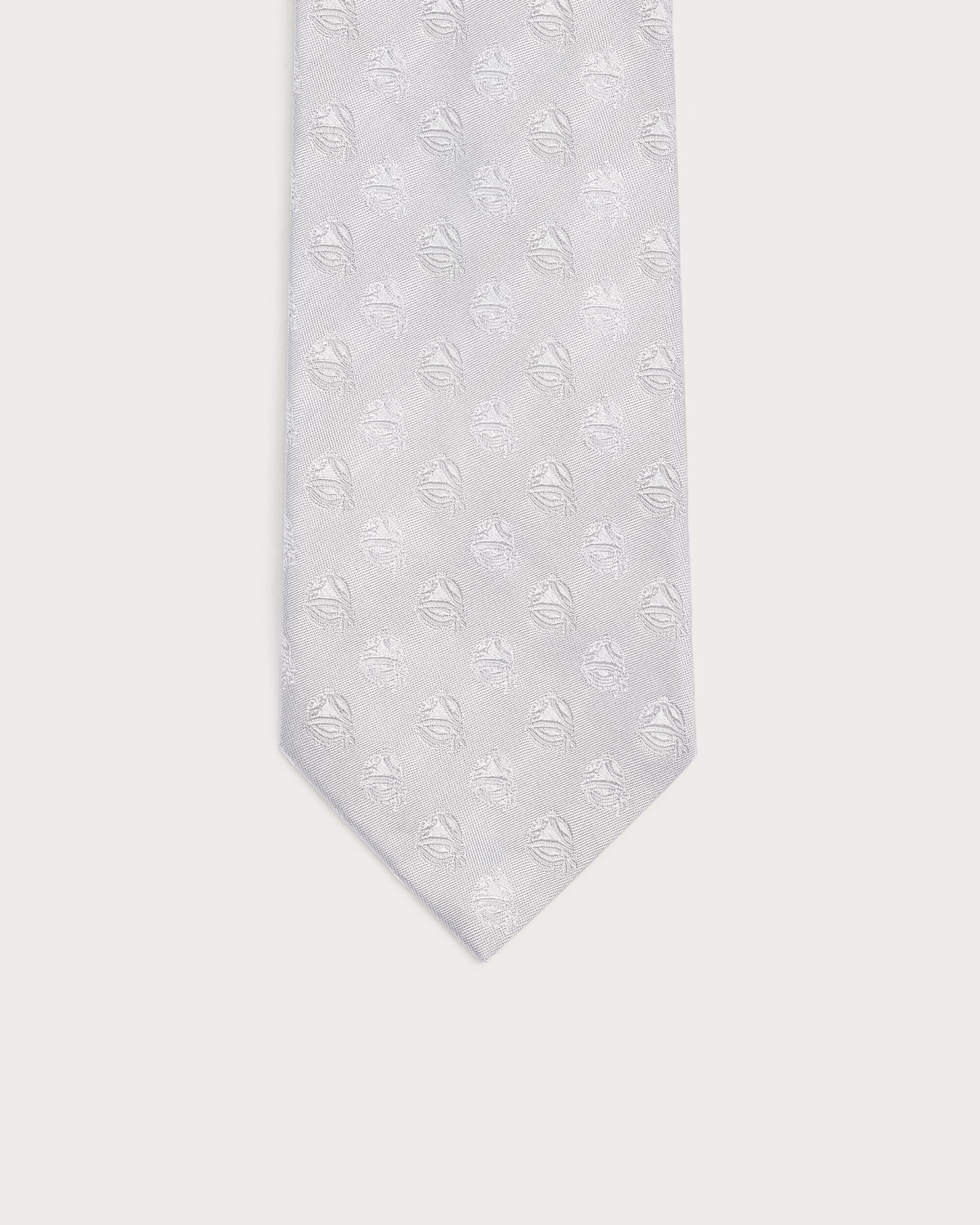 Polka Crest Tie, Silver, hi-res
