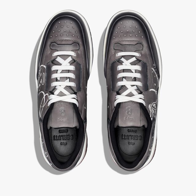 Playoff Scritto Leather Sneaker, IRON GREY+WHITE, hi-res 3
