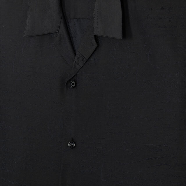 Silk & Cotton Scritto Short Sleeves Shirt, NOIR, hi-res 6
