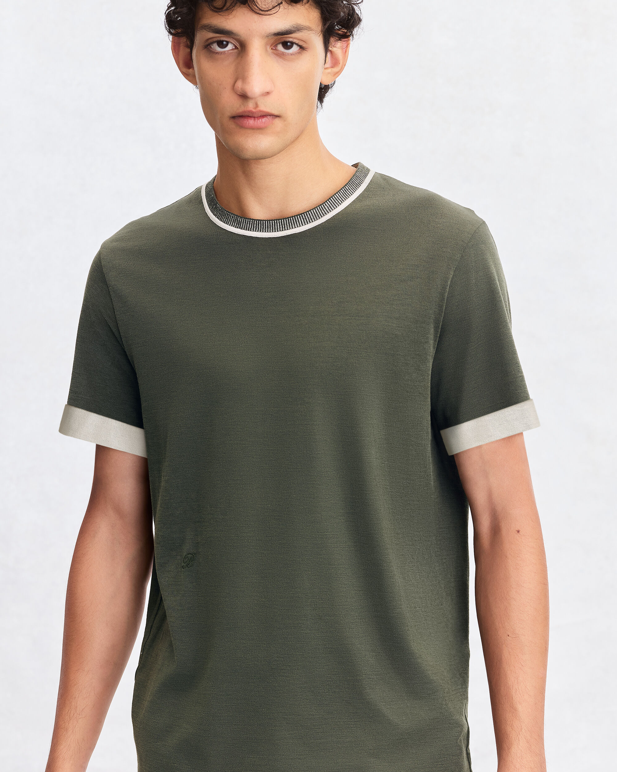 Bicolor Reversible T-Shirt, Ecru & Kaki, hi-res