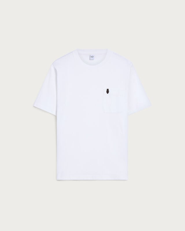 Pocket T-shirt with Leather Detail, Blanc Optique, hi-res
