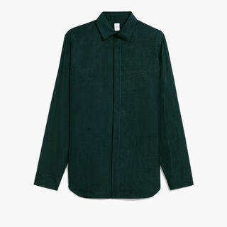 アンディ コットン シルク スクリット シャツ, FIR GREEN, hi-res