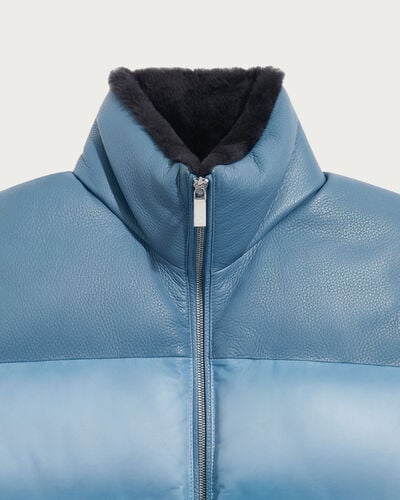 Leather Down Gilet, Seaside Grey, hi-res