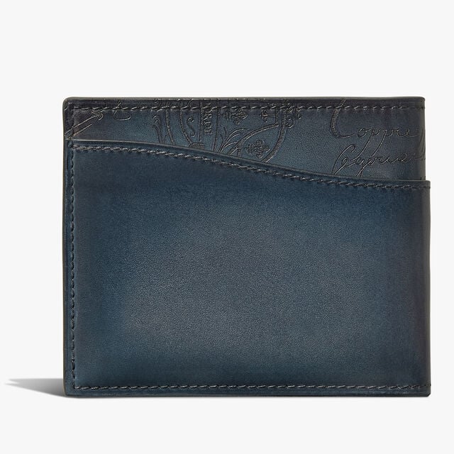 Makore Slim Gradiant Scritto Leather Compact Wallet, BLU MINERALE, hi-res 2