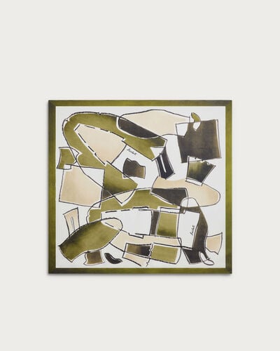 鞋履拼贴图案围巾, Optical White & Shoe Pattern Gre, hi-res