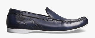 Leandro Bari Calf Leather Loafer, BLU PROFONDO, hi-res