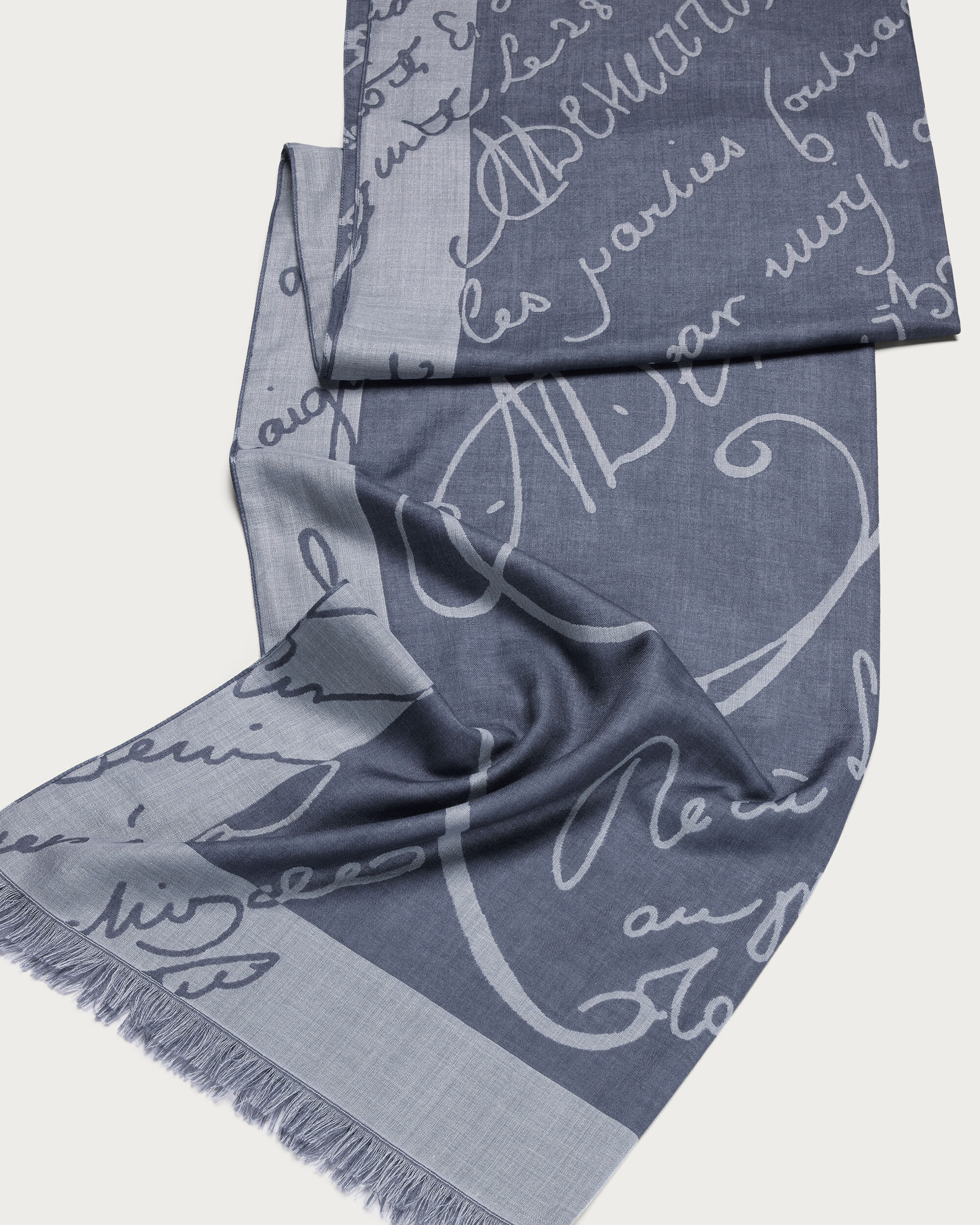 Giant Scritto Pattern Scarf, Cloudy Blue, hi-res