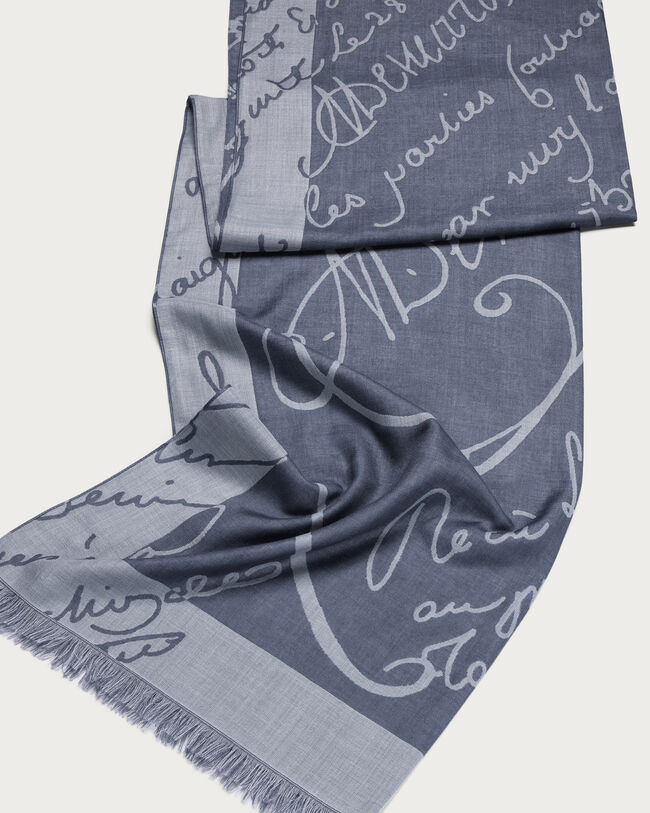 Giant Scritto Pattern Scarf, Cloudy Blue, hi-res