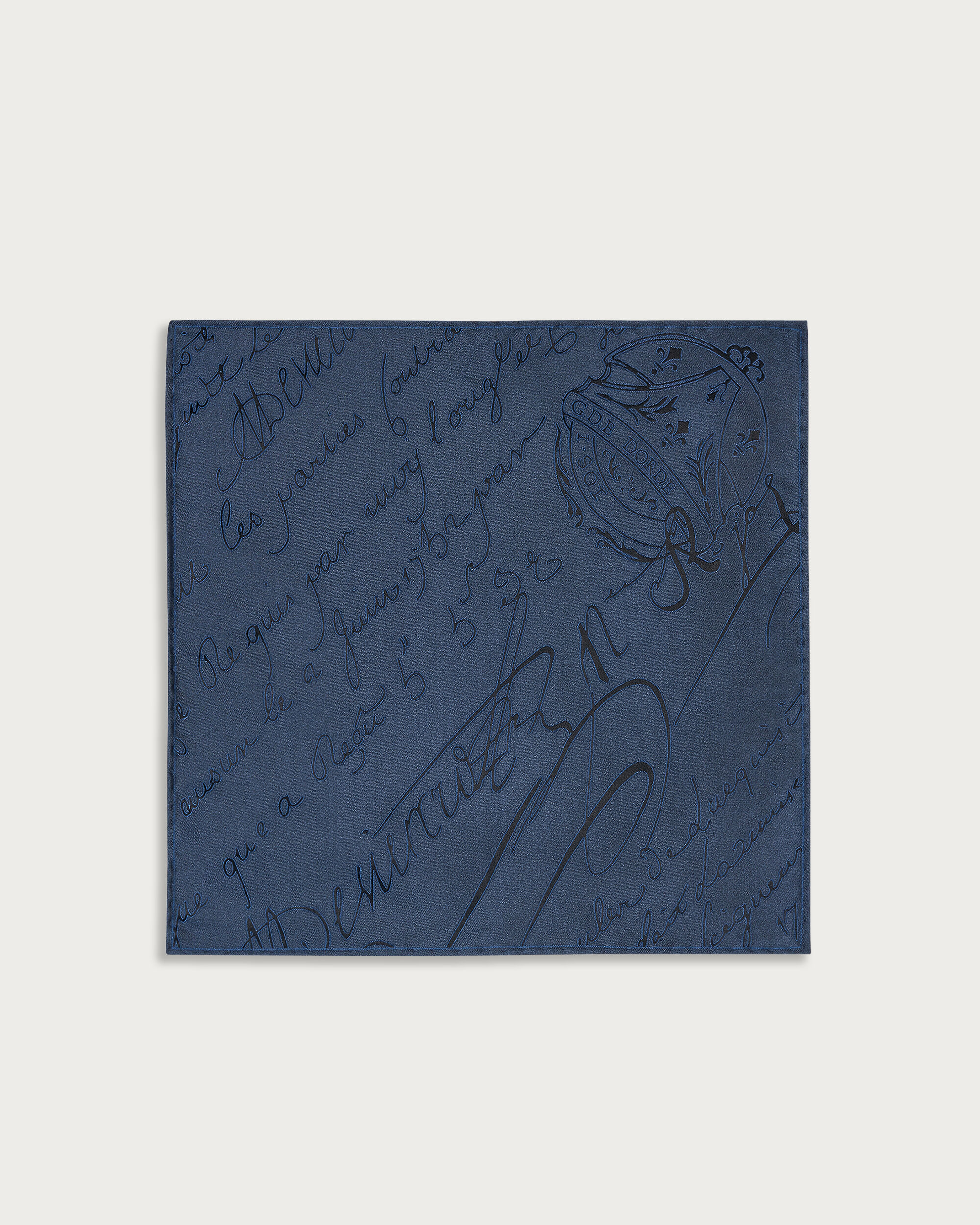 スクリットパターン ハンカチーフ, Dark Dusty Blue, hi-res