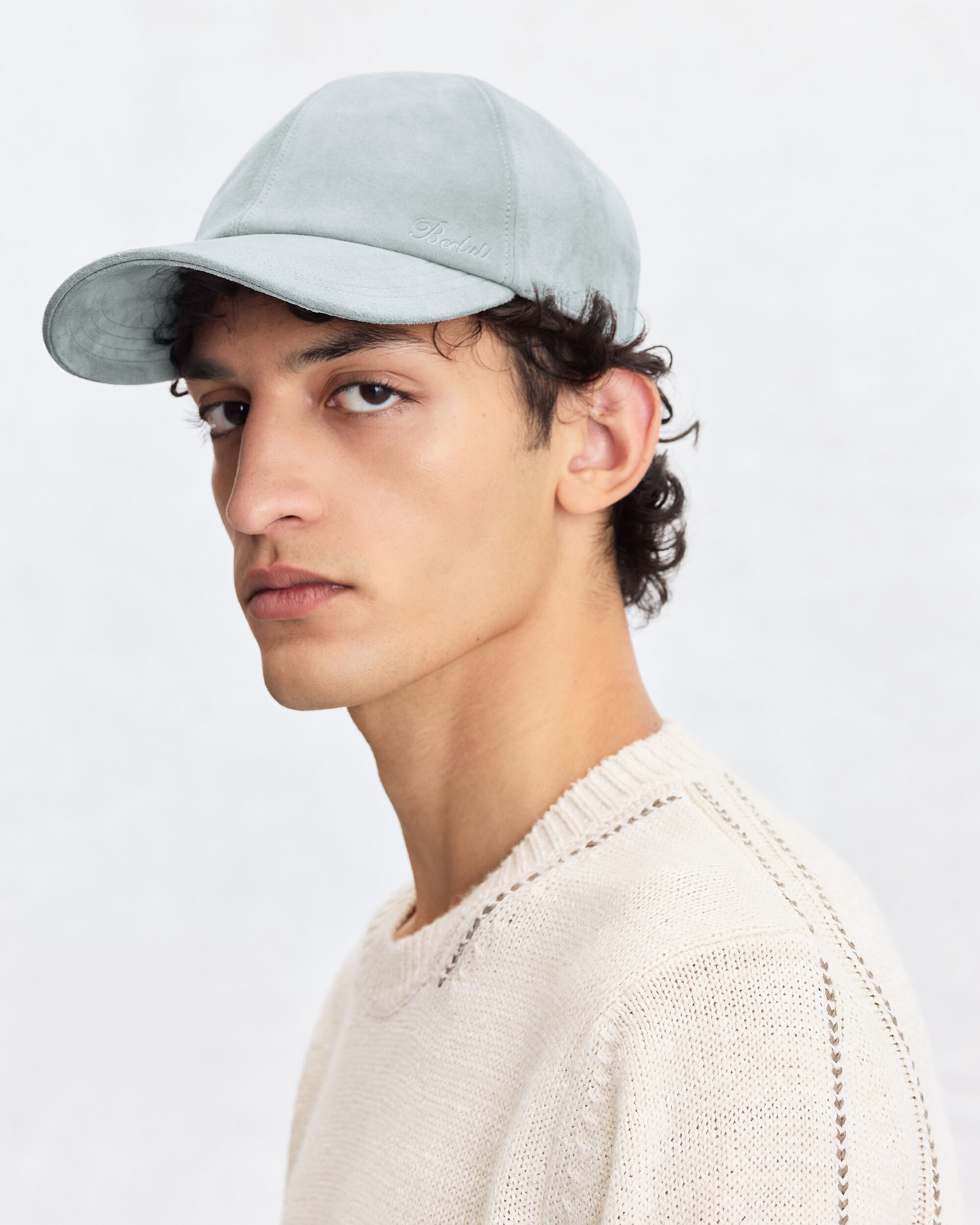 Leather Baseball Cap, Dove Blue, hi-res