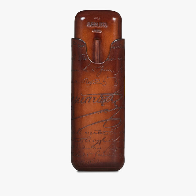 Cigar Case 2 Scritto Leather, CACAO INTENSO, hi-res 1