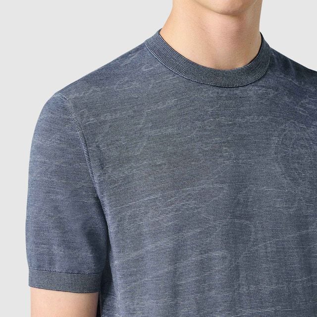 Light Scritto Wool Short Sleeves Crewneck, DUSTY BLUE, hi-res 5