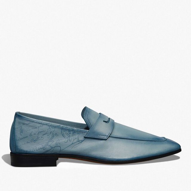 Lorenzo Scritto Kangaroo Leather Loafer, STONE DENIM, hi-res 1