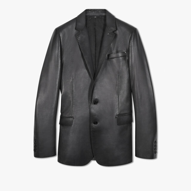 Leather Patina Lined Jacket, NERO GRIGIO, hi-res 1
