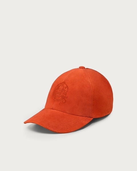 Leather Baseball Cap, Burnt Orange, hi-res