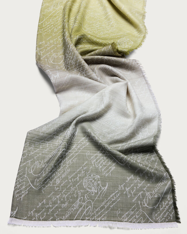 Degrad&eacute; Scritto Pattern Scarf, Olive, hi-res