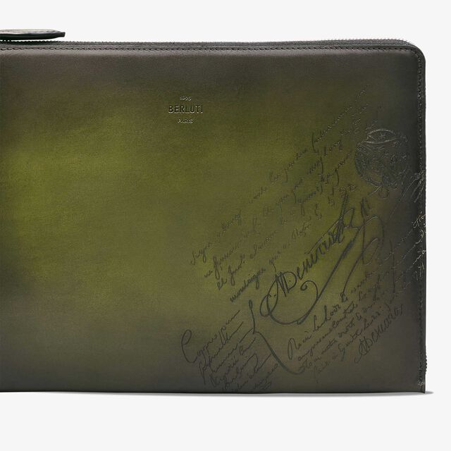 Nino GM Scritto Leather Clutch, NERO CAVIAR, hi-res 5