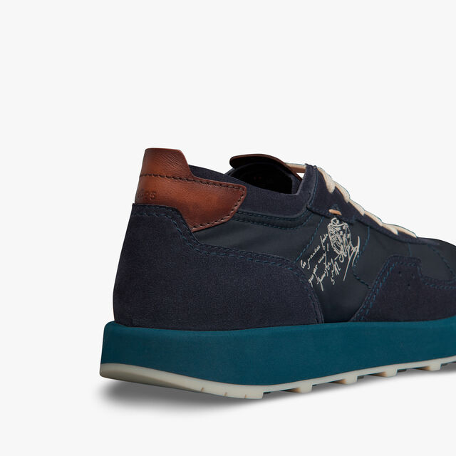 Light Track Suede Calf Leather and Nylon Sneaker, NAVY, hi-res 5