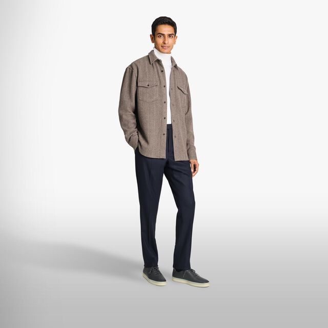Herringbone cashmere Overshirt, COFFEE BEAN, hi-res 5