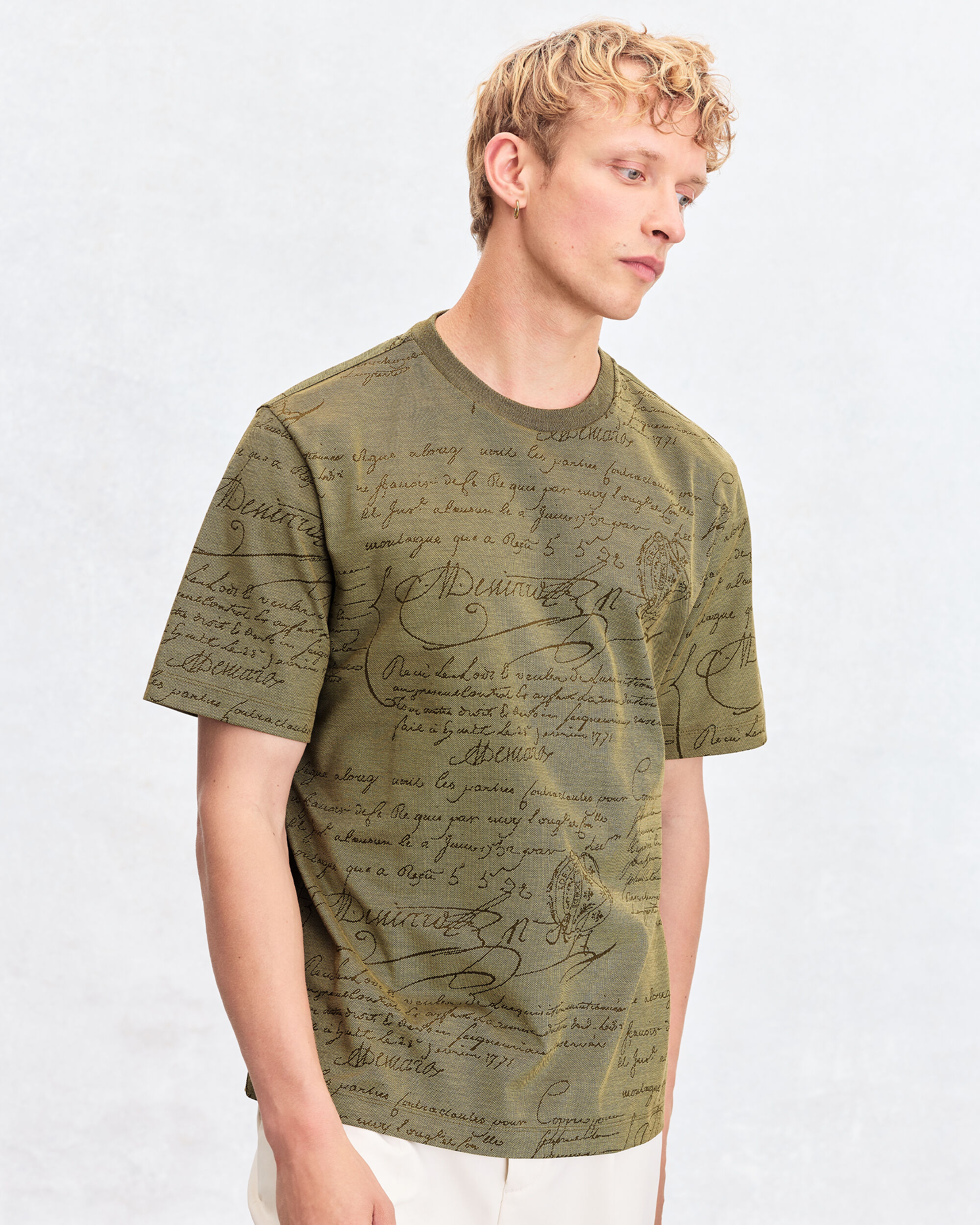 Scritto Piqu&eacute; T-shirt, Salvia, hi-res