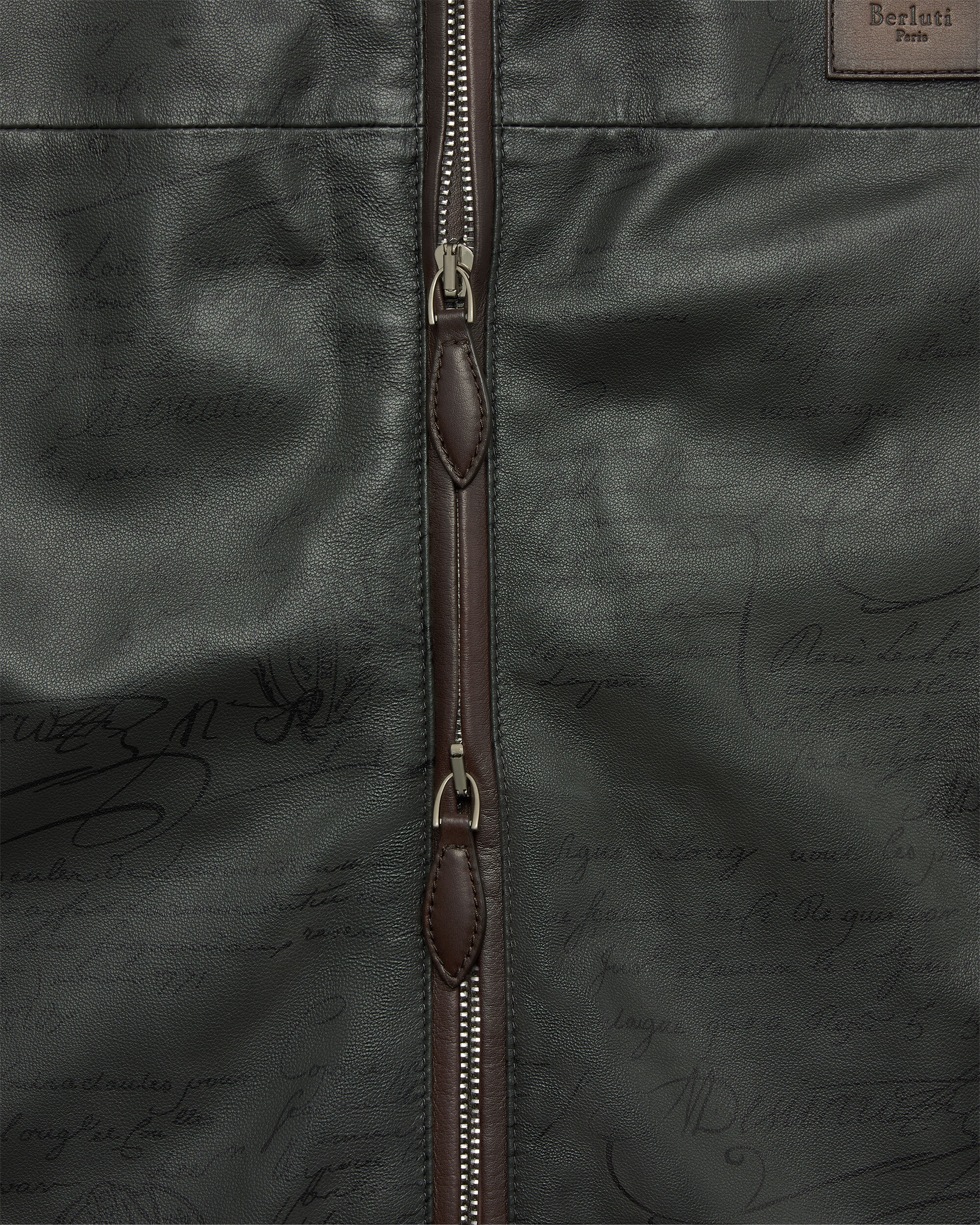 Ultralight Fly Scritto  Leather Hooded Blouson, Graphite, Image 4