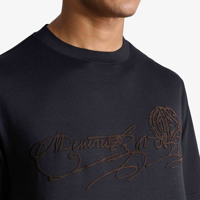 Suede Effect Scritto T-Shirt, COLD NIGHT BLUE, hi-res 5