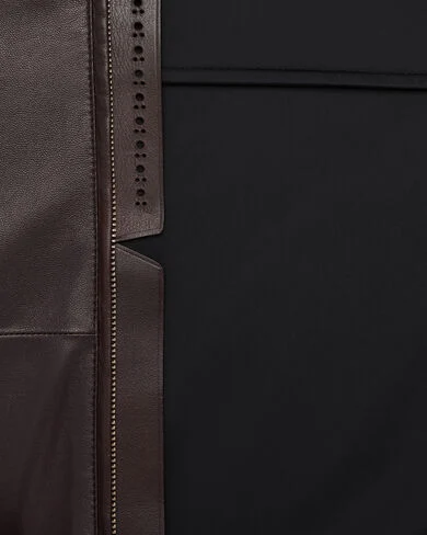 Blouson &agrave; Capuche en Cuir Fly Ultral&eacute;ger, Chocolate Brown, hi-res