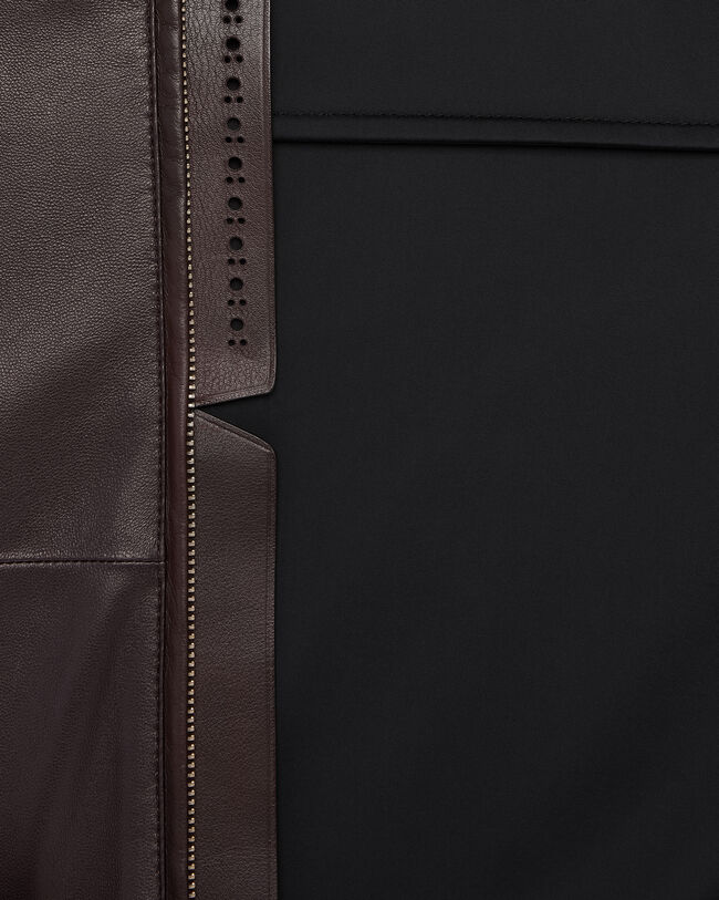 Blouson &agrave; Capuche en Cuir Fly Ultral&eacute;ger, Chocolate Brown, hi-res