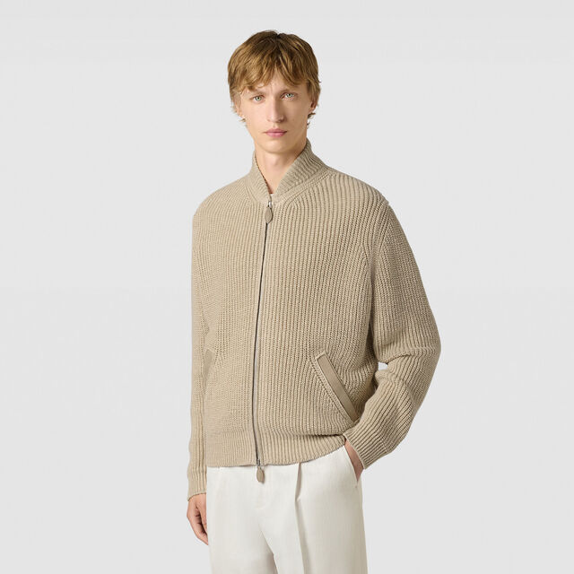 Hemp Zip-Up Cardigan, LIGHT FAWN, hi-res 2