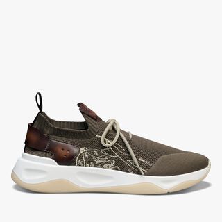 Shadow Knit And Leather Sneaker, KAKI, hi-res