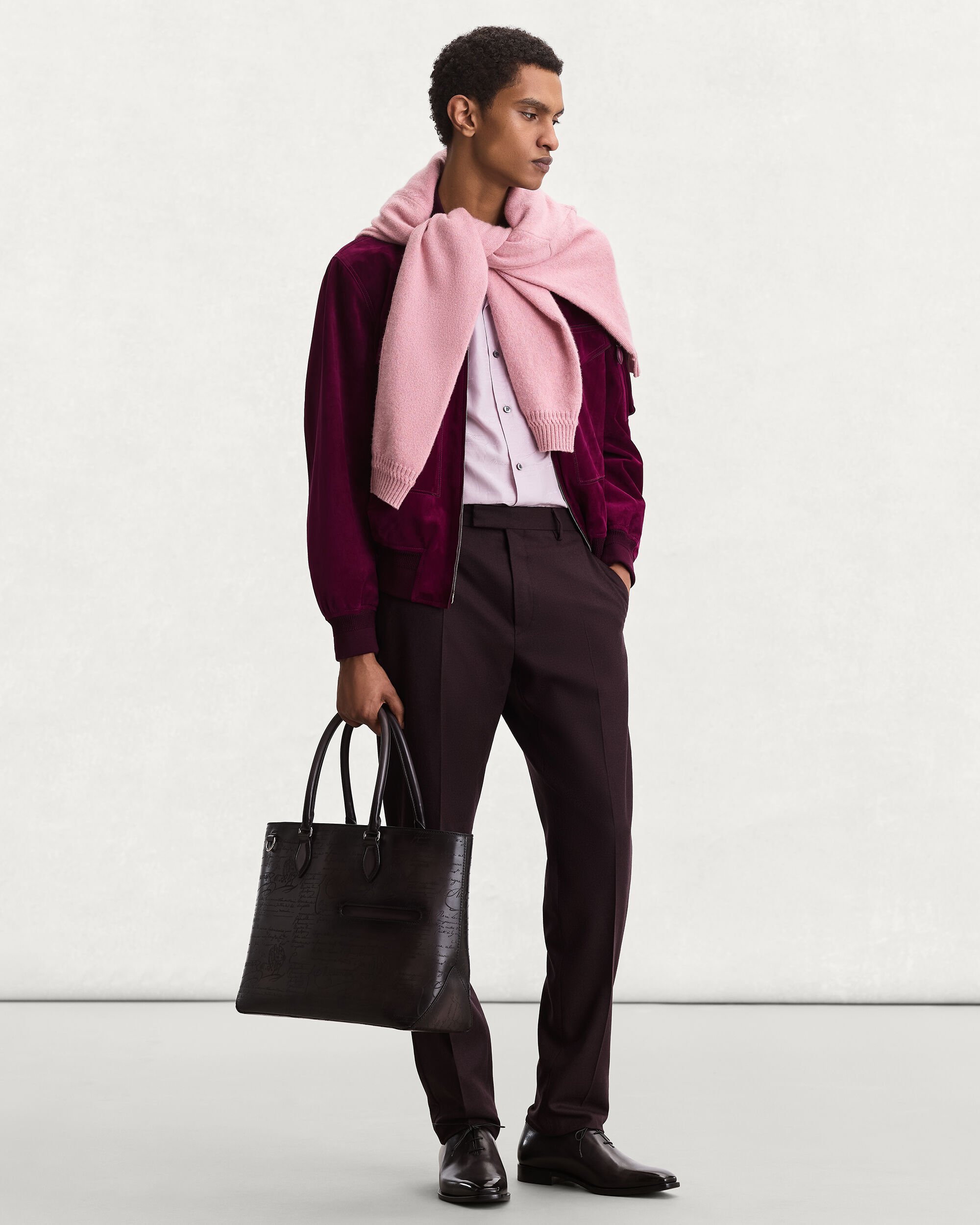 Scritto Pattern Short-Sleeves Shirt, Antique Rose, hi-res