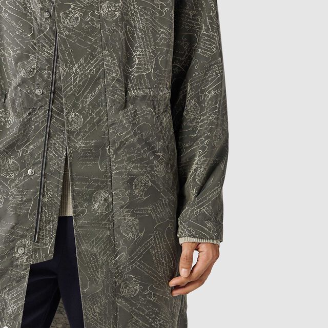 Long Packable Scritto Nylon Parka, SMOKY SILVER, hi-res 4