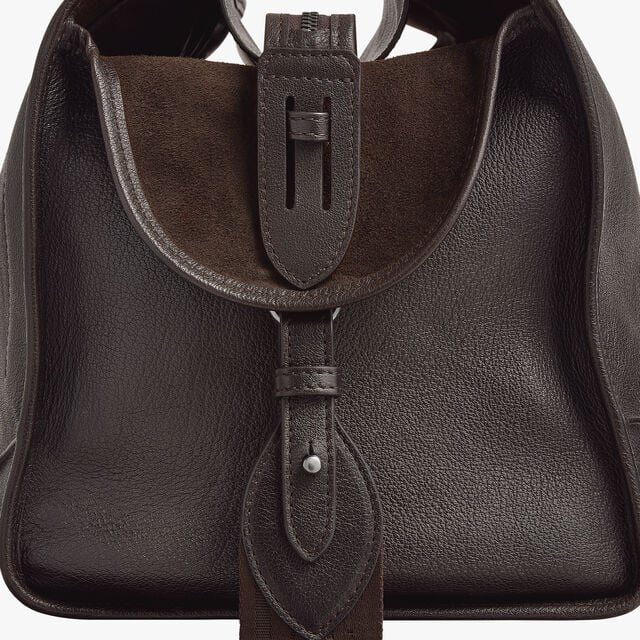 Overnight Travel Bag In Leather, DARK BROWN, hi-res 8