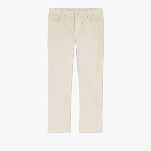 Garment Dyed Denim Trousers, IVORY, hi-res 1
