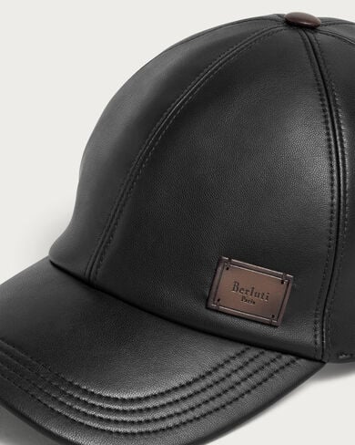 Ultralight Fly Leather Baseball Cap with Leather Detail, Noir, hi-res