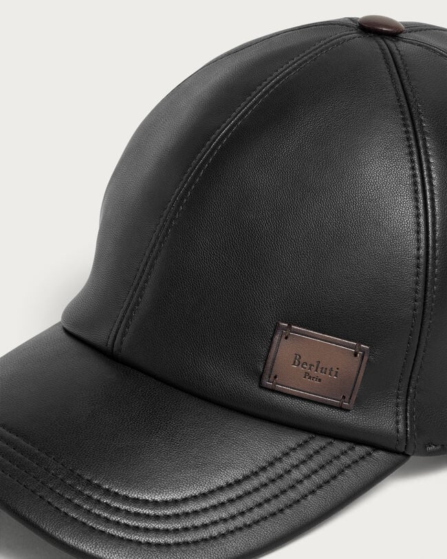 Ultralight Fly Leather Baseball Cap with Leather Detail, Noir, hi-res