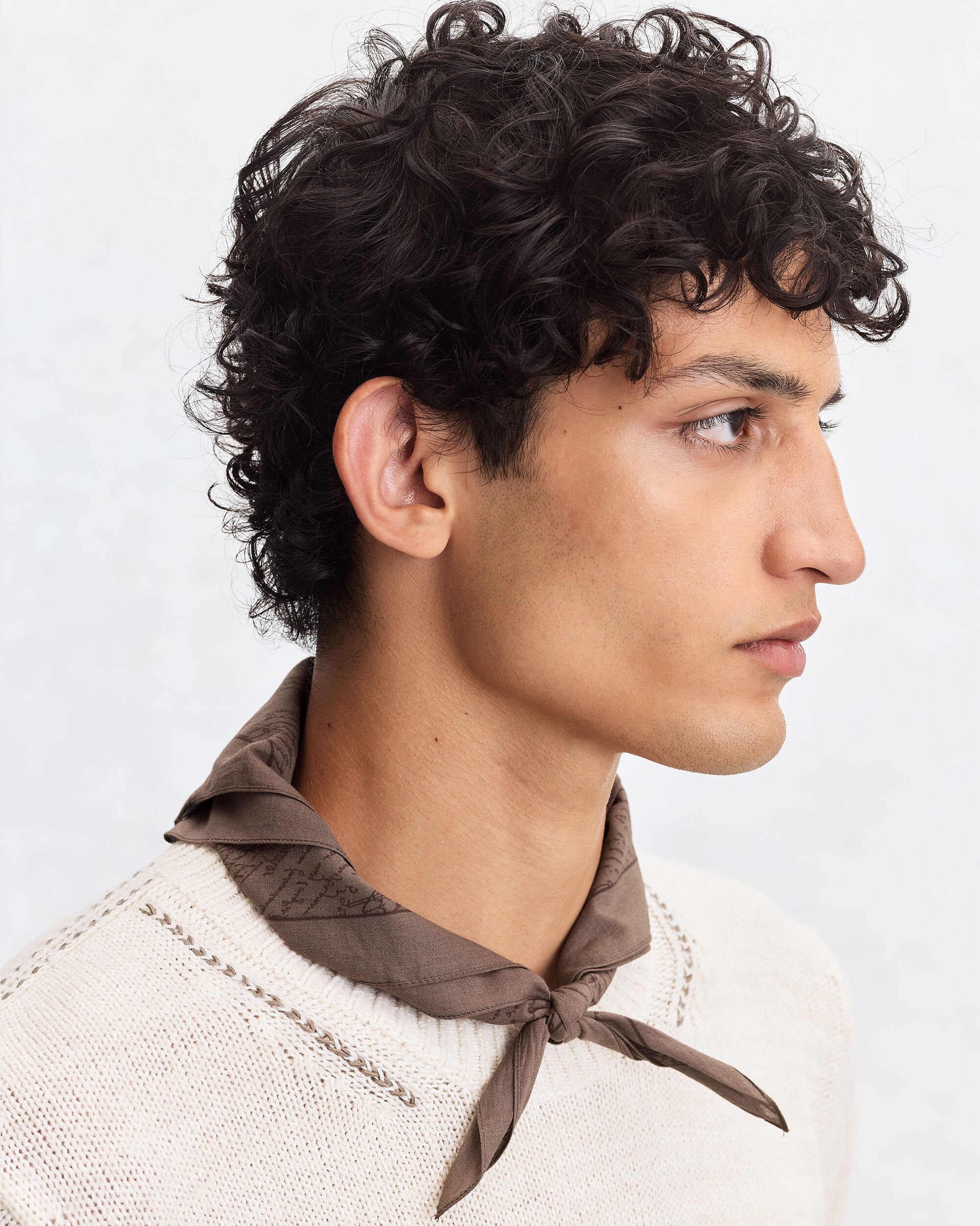 Scritto Pattern Handkerchief, Milky Brown, hi-res