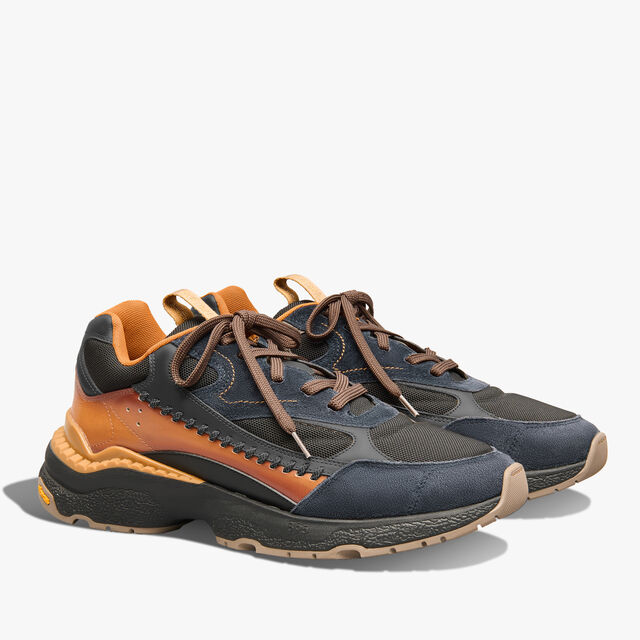 Skyrunning Leather And Nylon Sneaker, METEORITE BROWN, hi-res 3