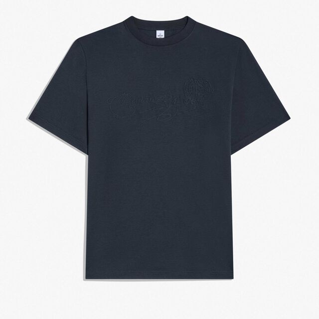 T-Shirt Scritto Avec Effet Suédé, COLD NIGHT BLUE, hi-res 1