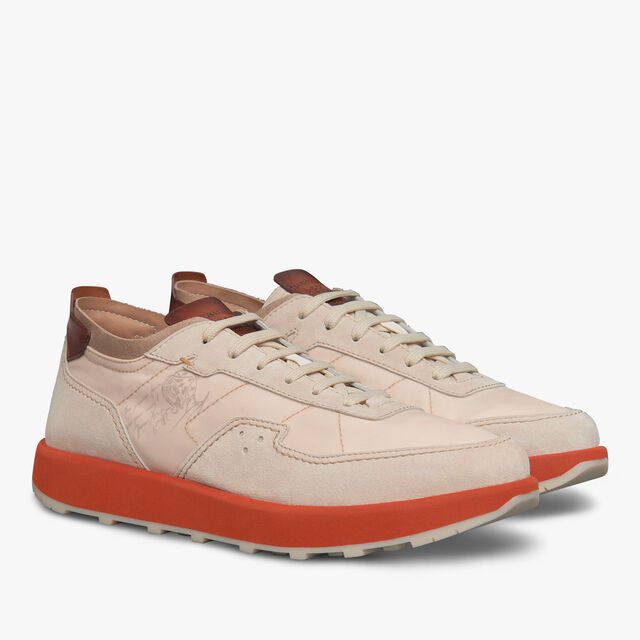 Light Track Suede Leather and Nylon Sneaker, BEIGE, hi-res 3