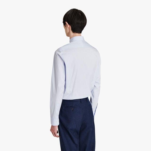 Stretch Cotton Popeline Shirt, PASTEL BLUE, hi-res 3
