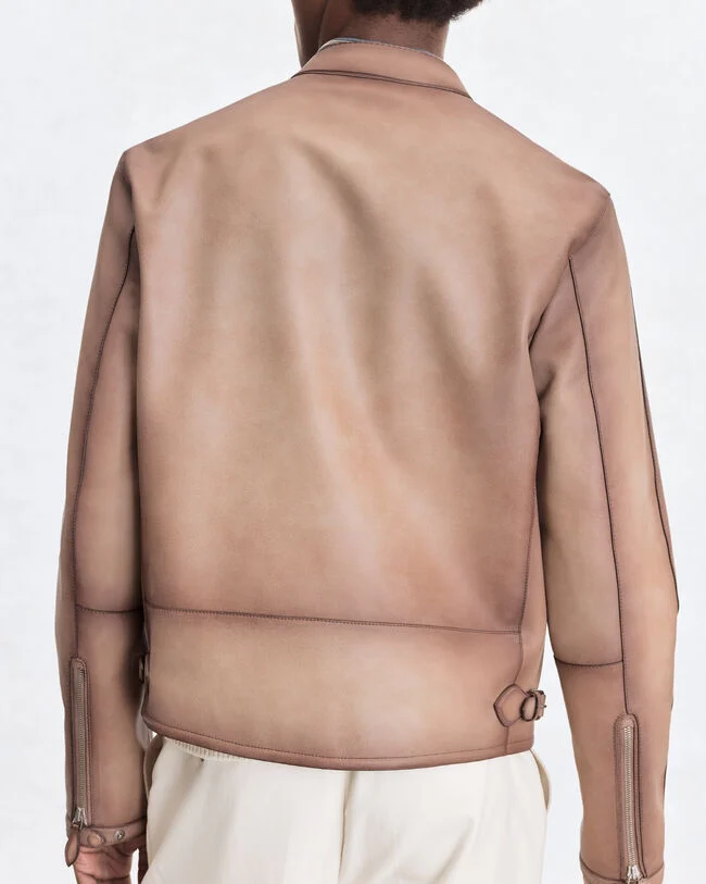 Biker Un Jour en Cuir Patin&eacute; Aquarelle, Aquarelle Taupe, hi-res