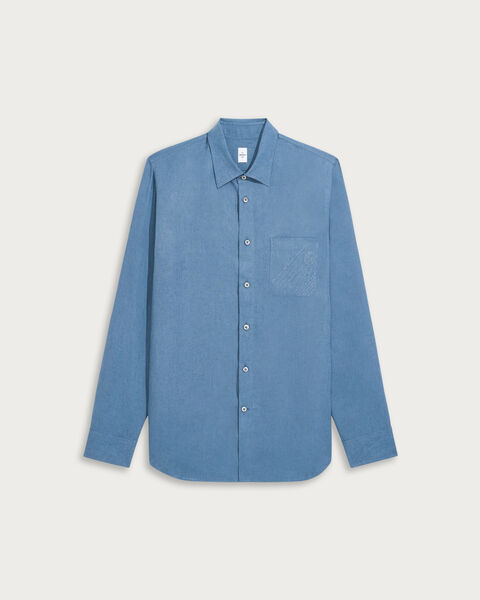 Shirt with Scritto Embroidery, Chambray Blue, hi-res