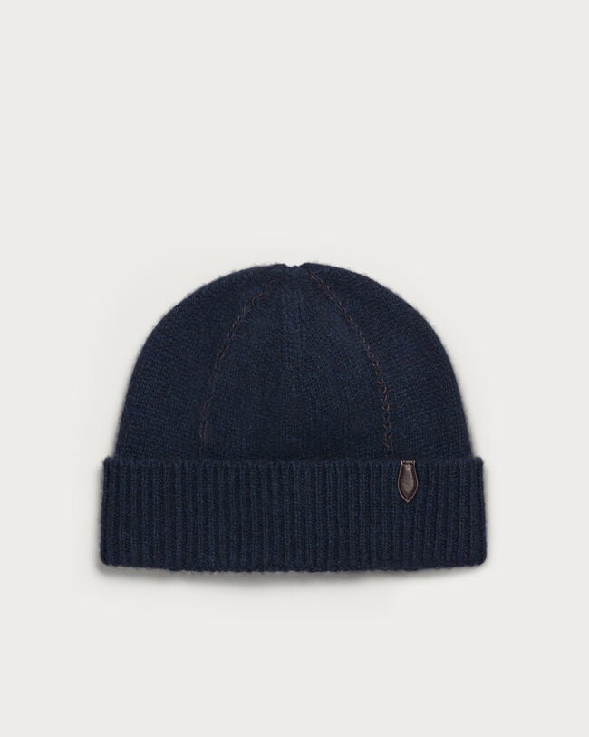 Leather Braiding Beanie, Cold Night Blue, hi-res