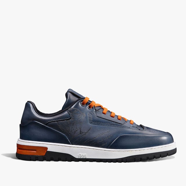 Sneaker Playoff En Cuir De Veau Venezia Scritto, BLU MINERALE, hi-res 1