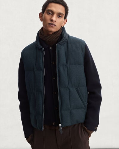 Doudoune Sans Manches avec D&eacute;tails en Cuir, Dark Lead, hi-res