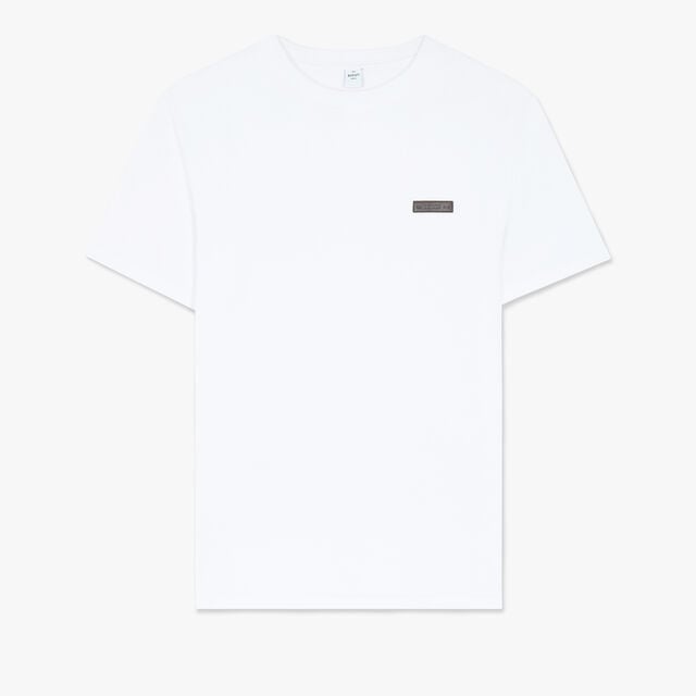 T-Shirt With Leather Detail, BLANC OPTIQUE, hi-res 1