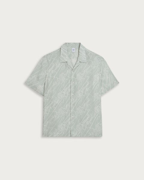 Scritto Pattern Short-Sleeves Shirt, Celadon Scritto, hi-res
